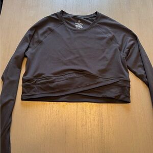 Nordstrom Charcoal Long Sleeve Crop Top